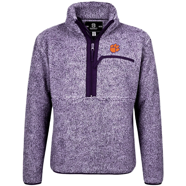 Clemson Women's Paw Sherpa Quarter-Zip - PURPLE