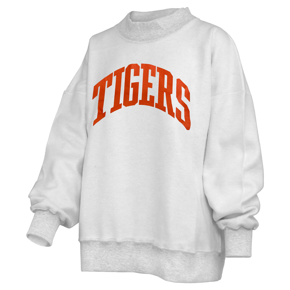 Clemson Women's Pressbox Bingo Reversible Mock Neck Sweatshirt - LT GREY