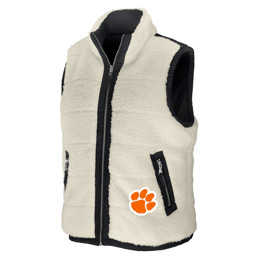 Clemson Women's Reversible Vest By Erin Andrews - IVORY