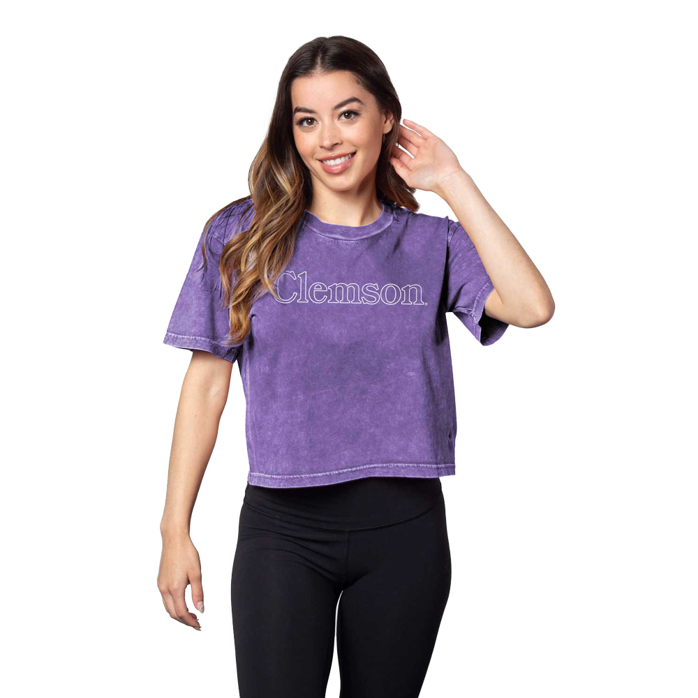 Clemson Women's Short n' Sweet Crop Tee - PURPLE