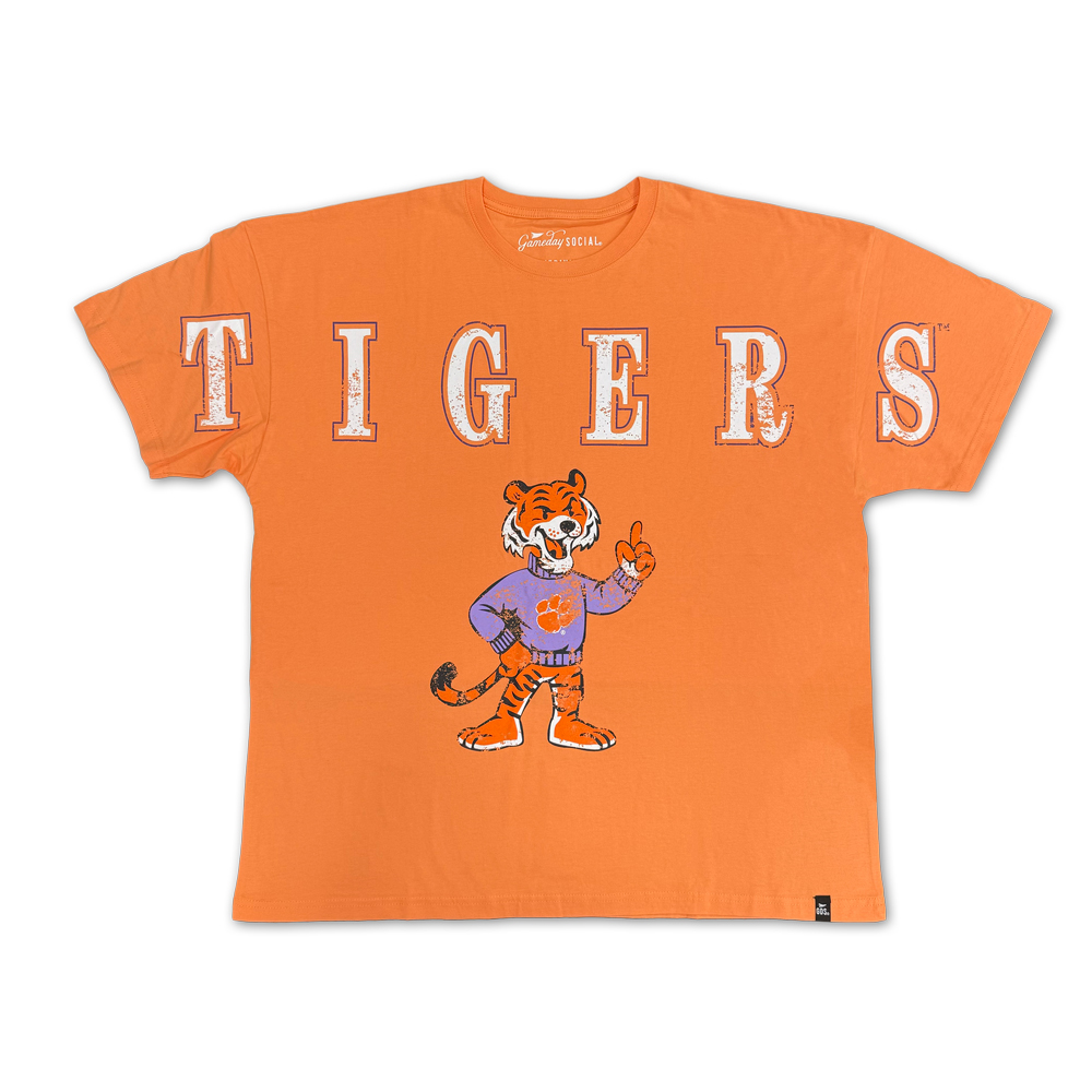 Clemson Women’s Southern Split Band Tee - LT ORANGE
