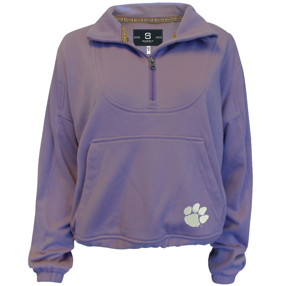 Clemson Women's Vintage Pocket Quarter Zip - PURPLE