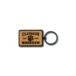 Clemson Wood Rectangle Keyring