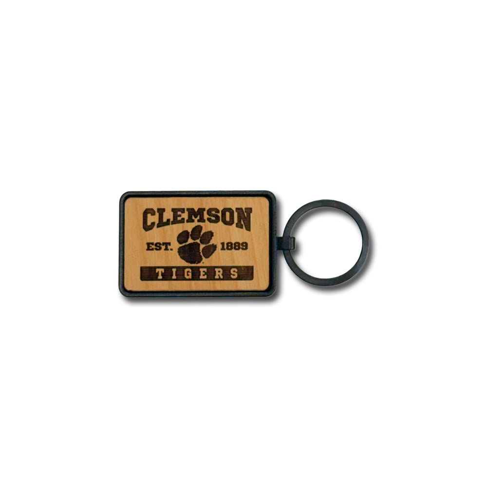 Clemson Wood Rectangle Keyring