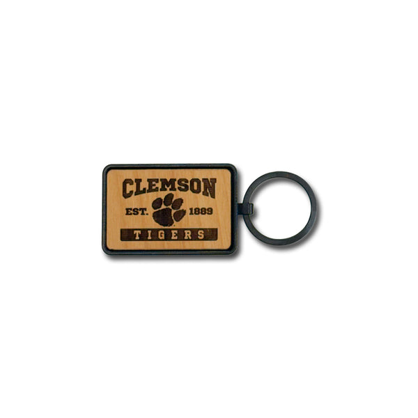 Clemson Wood Rectangle Keyring