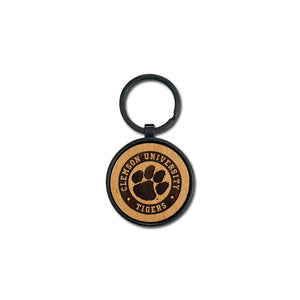 Clemson Wood Round Keyring