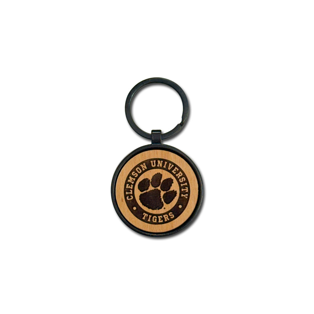 Clemson Wood Round Keyring
