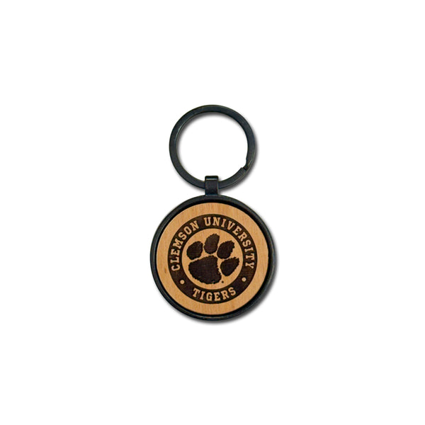 Clemson Wood Round Keyring