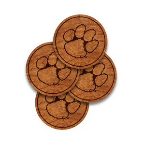 Clemson Wooden Paw Coaster (4 Pack)