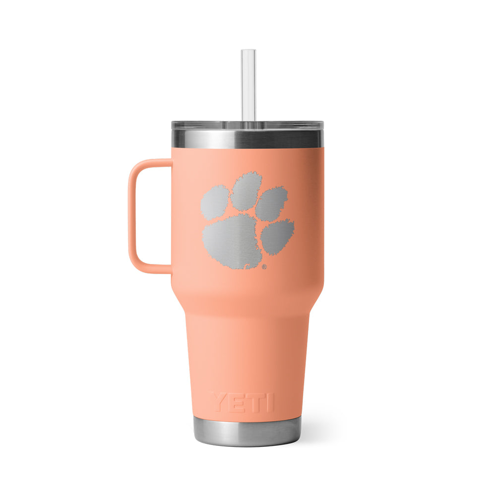 Clemson Yeti Rambler Straw Mug - LT ORANGE