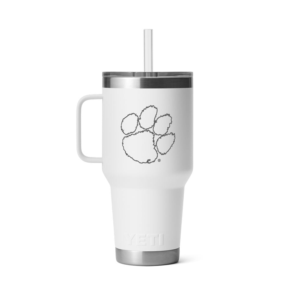 Clemson Yeti Rambler Straw Mug - WHITE