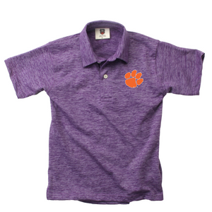 Clemson Youth Cloudy Yarn Polo - PURPLE