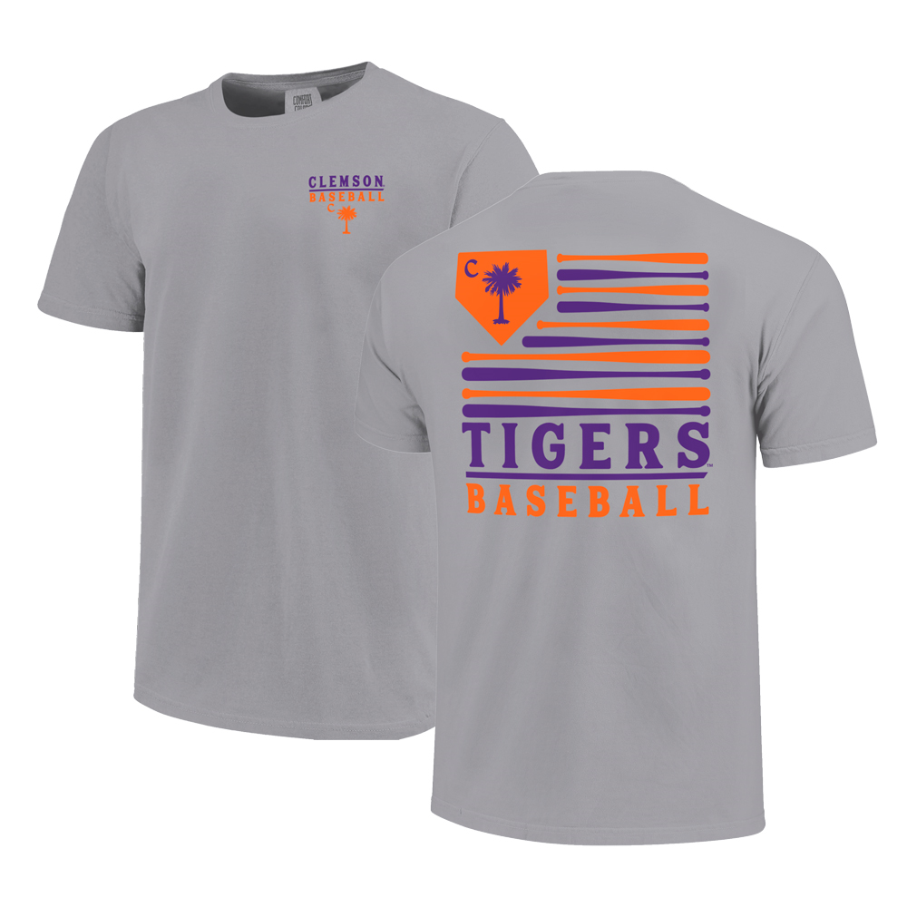 Clemson Youth Comfort Colors Baseball Palmetto Flag Tee - DK GREY