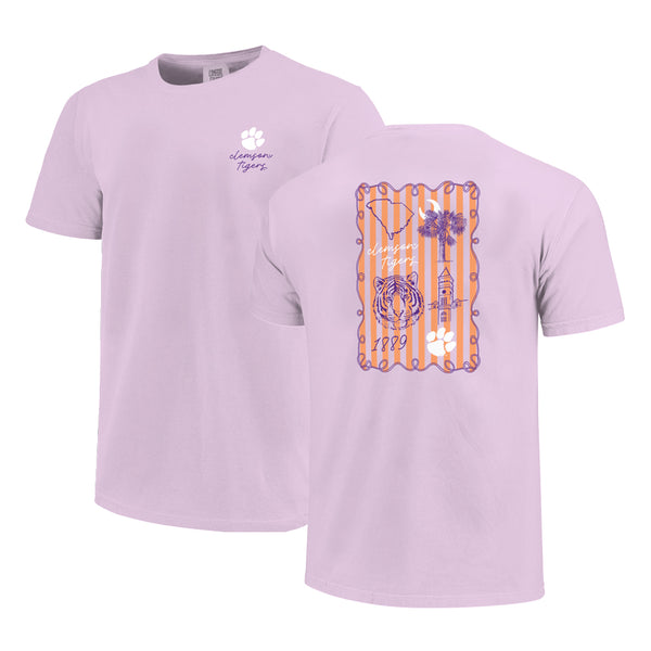 Clemson Youth Comfort Colors Campus Sketch Frame Tee