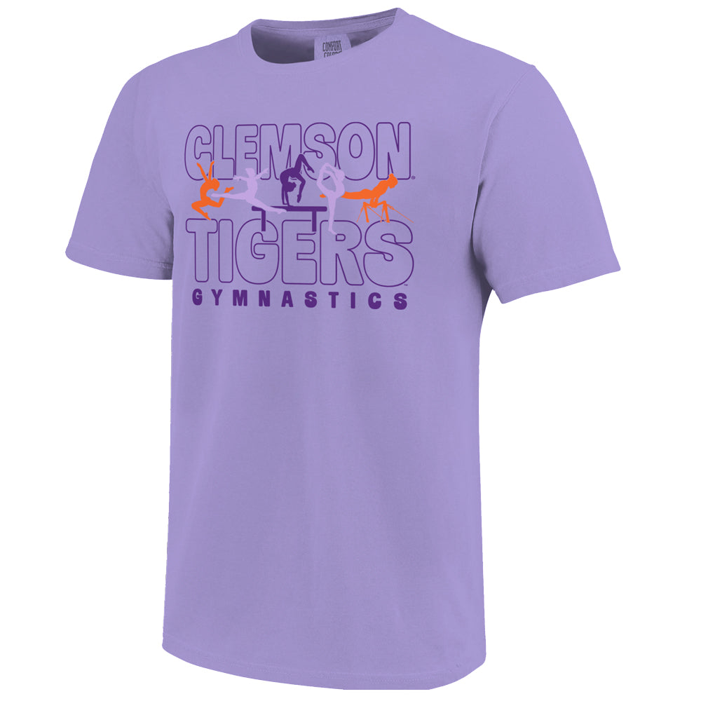 Clemson Youth Comfort Colors Gymnastics Color Wave Tee - LT PURPLE