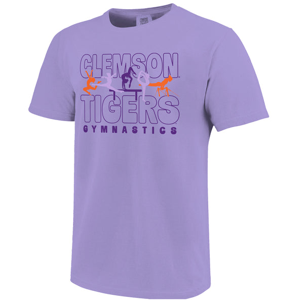 Clemson Youth Comfort Colors Gymnastics Color Wave Tee - LT PURPLE