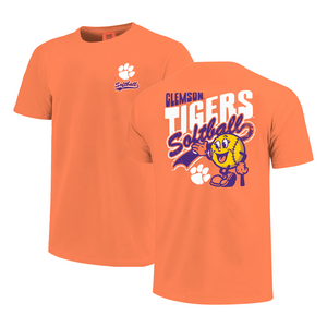 Clemson Youth Comfort Colors Retro Vibe Softball Tee - LT ORANGE
