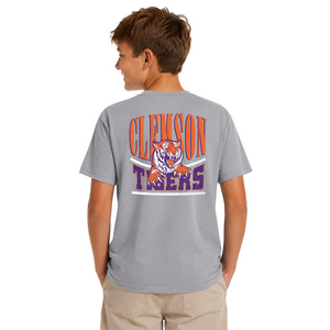Clemson Youth Comfort Colors Sketch Type Mascot Tee - DK GREY