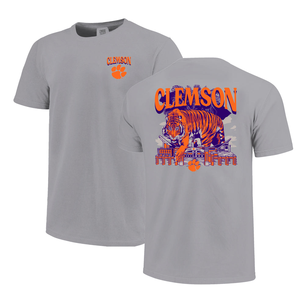 Clemson Youth Comfort Colors Tiger Stadium Tee - DK GREY