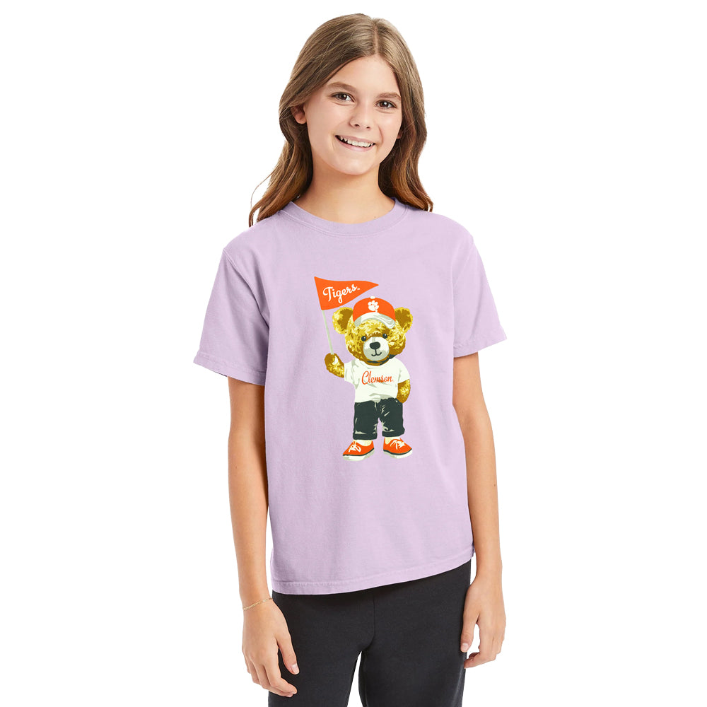 Clemson Comfort Wash Youth Flag Teddy Bear Tee