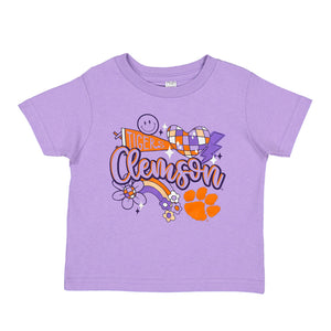 Clemson Youth Heart Disco Tee - LAV