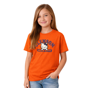 Clemson Youth Hello Kitty Look Tee - ORANGE