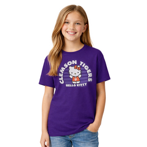 Clemson Youth Hello Kitty Shine Tee - PURPLE