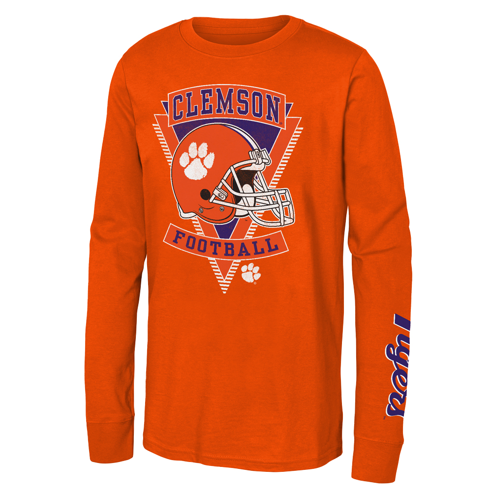 Clemson Youth Helmet Culture Long Sleeve Tee - ORANGE