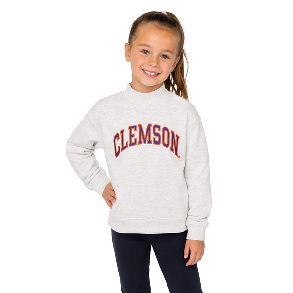 Clemson Youth Mock Neck Sweatshirt - LT GREY