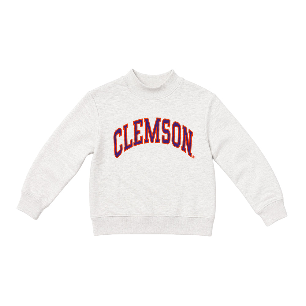 Clemson Youth Mock Neck Sweatshirt - LT GREY