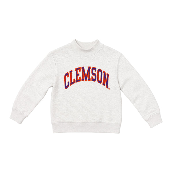 Clemson Youth Mock Neck Sweatshirt - LT GREY