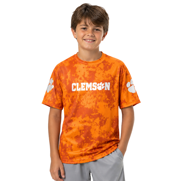 Clemson Youth Off-Side Camo Tee - ORANGE