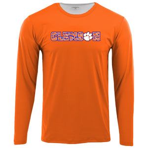 Clemson Youth Paw Hammer Long Sleeve Performance Tee - ORANGE