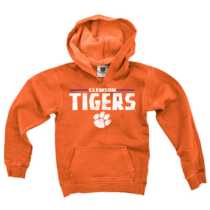Clemson Youth Pigment Dye Hoodie  - ORANGE