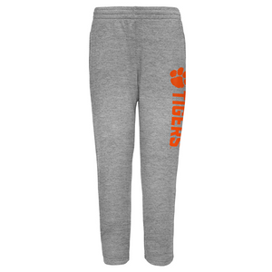 Clemson Youth Run Hard Fleece Pant - LT GREY