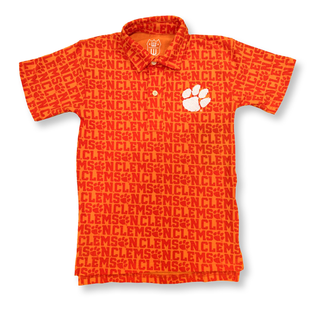 Clemson Youth Shadow Paw Polo - ORANGE