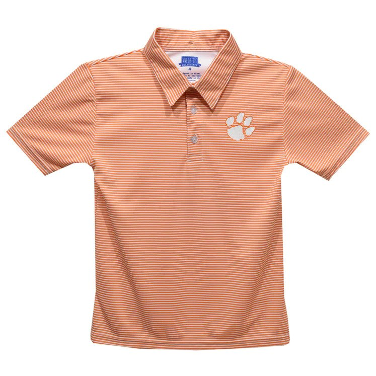 Clemson Youth Ted Striped Polo - ORANGE