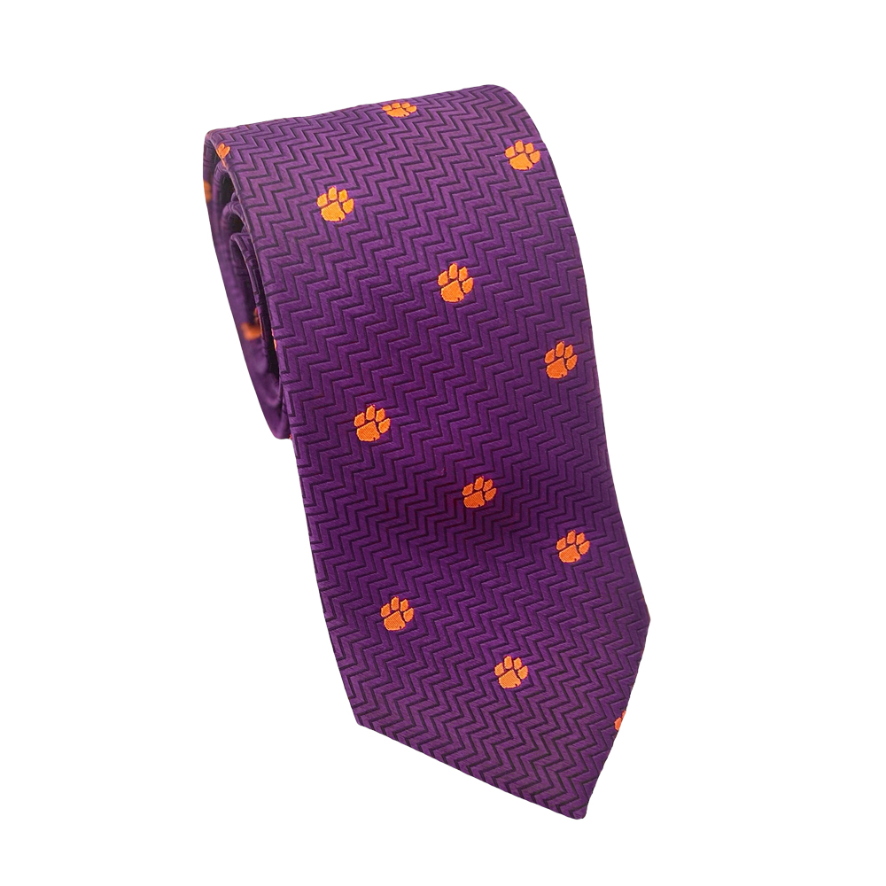 Clemson Zig Zag Silk Woven Tie - PURPLE