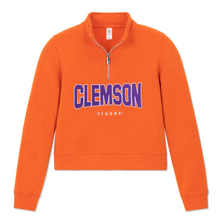 Clemson ZooZatz Girls Cropped Fleece Quarter-Zip - ORANGE