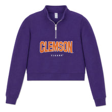 Clemson ZooZatz Girls Cropped Fleece Quarter-Zip - PURPLE