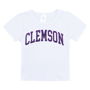 Clemson ZooZatz Girls Glitter Arch Tee - WHITE