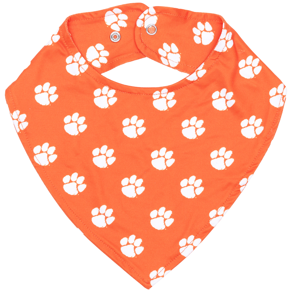 Clemson ZooZatz Paws All Over Baby Bib - ORANGE