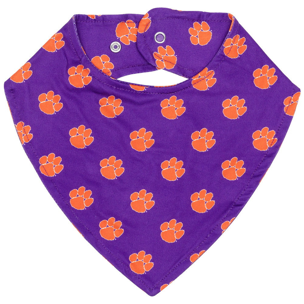 Clemson ZooZatz Paws All Over Baby Bib - PURPLE