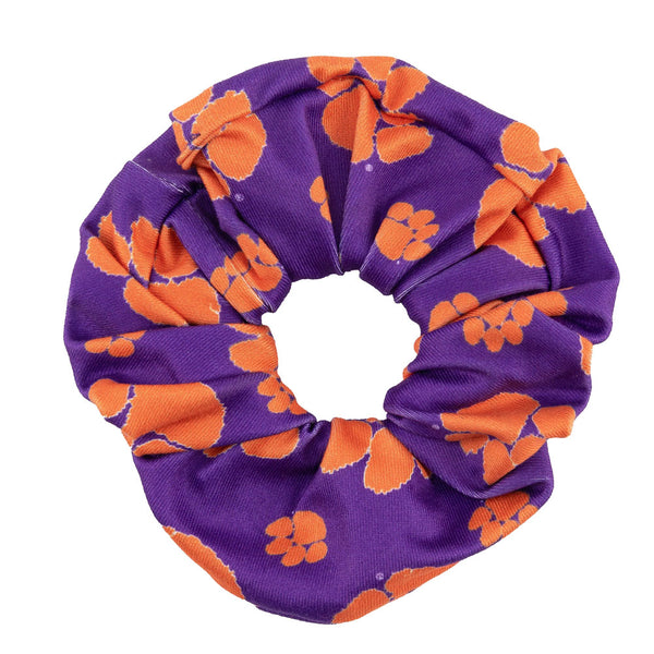 Clemson ZooZatz Paws All Over Hair Scrunchie - PURPLE