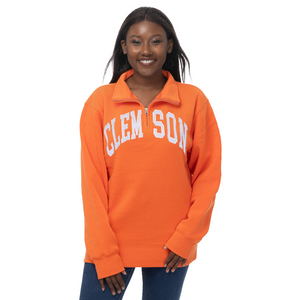 Clemson ZooZatz Women’s Fleece Quarter Zip - ORANGE