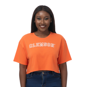 Clemson ZooZatz Women's Puff Cropped Tee - ORANGE