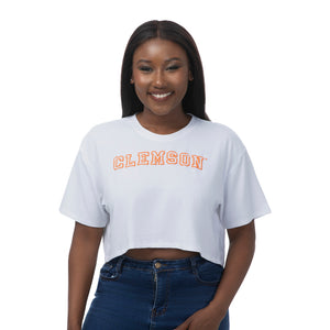 Clemson ZooZatz Women's Puff Cropped Tee - WHITE