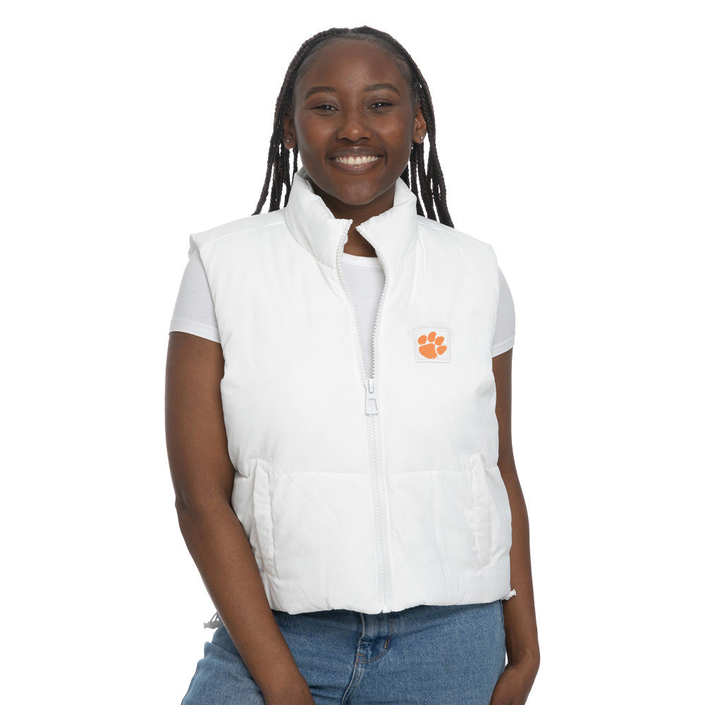 Clemson ZooZatz Women's Puffer Vest - WHITE