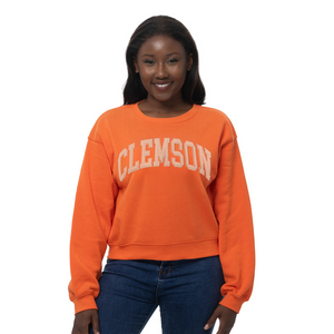 Clemson ZooZatz Women’s Tonal Sport Cropped Crewneck - ORANGE