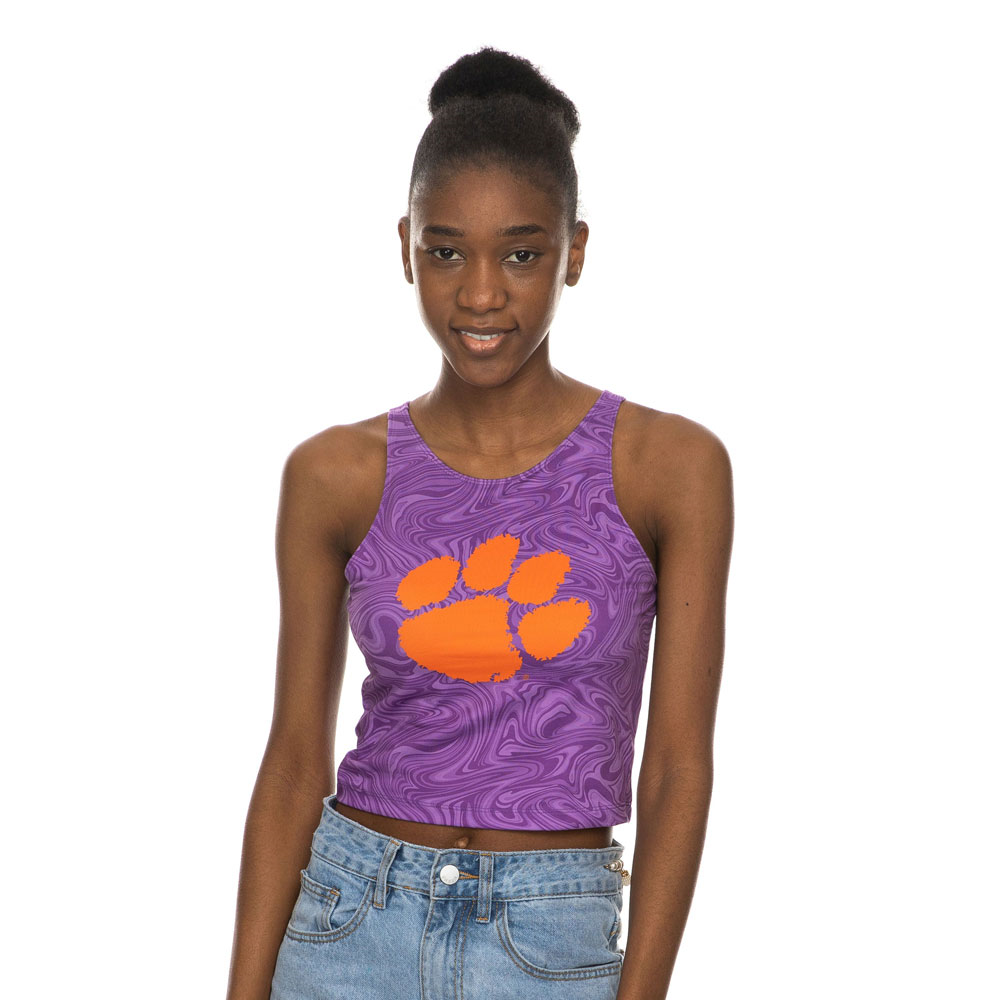 Clemson Zoozatz Women's Swirl First Down Crop Top  - PURPLE